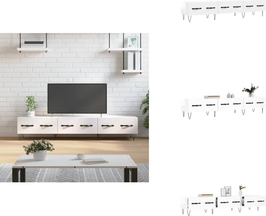 VidaXL Tv-meubel Tv-meubelen Tv Kast Opbergkast Tv-meubel 150x36x30 cm bewerkt hout hoogglans wit - Foto 2
