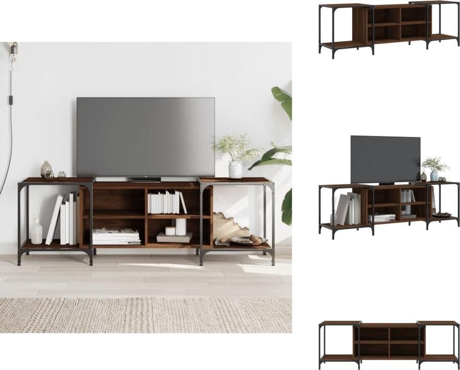 The Living Store Tv-meubel 153x37x50 cm bewerkt hout bruin eikenkleur Tv-meubel Bruine Eiken Houten Tv Kast Media Kast Salontafel - Foto 3