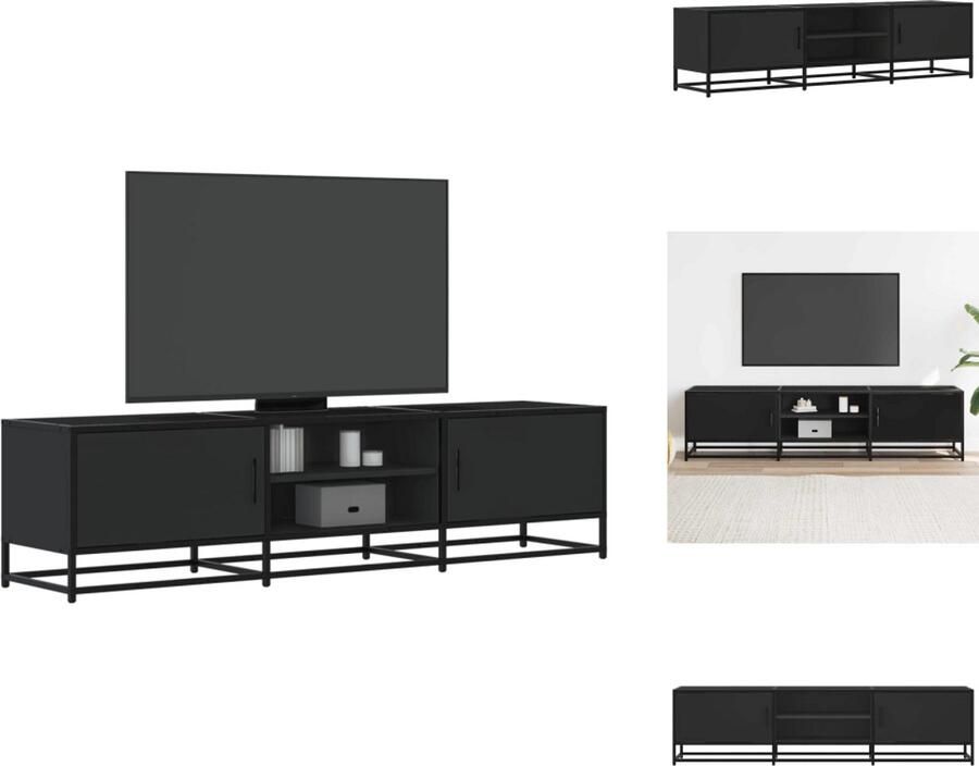 VidaXL Tv-meubel Tv-meubelen Tv Kast Opbergkast Tv-meubel 160x35x41 cm bewerkt hout en metaal zwart