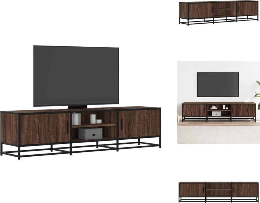 VidaXL Tv-meubel Tv-meubelen Tv Kast Opbergkast Tv-meubel 160x35x41 cm bewerkt hout metaal bruin eikenkleur