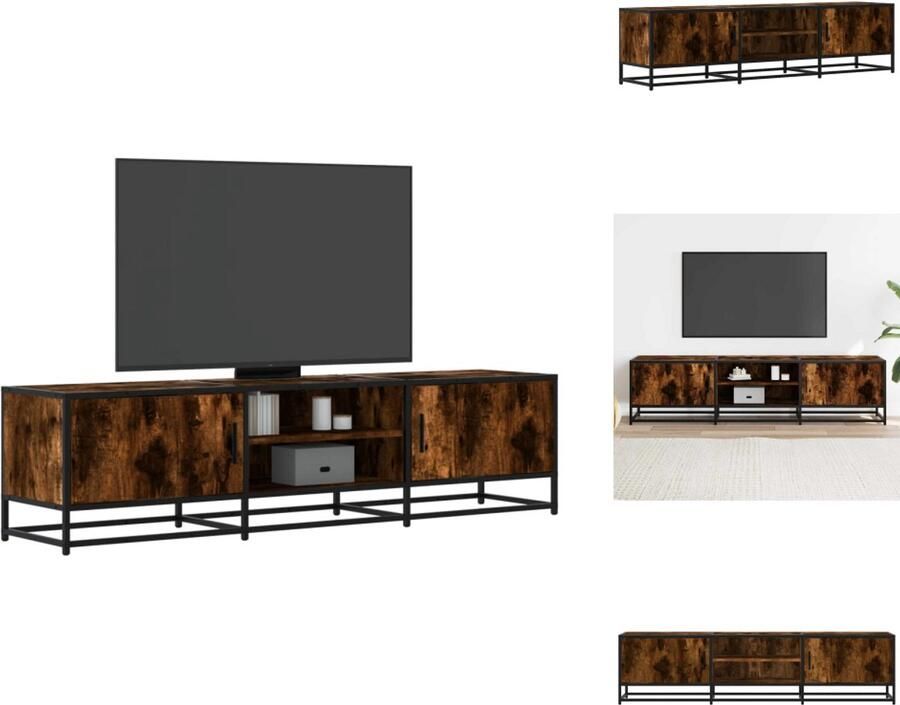 VidaXL Tv-meubel Tv-meubelen Tv Kast Opbergkast Tv-meubel 160x35x41 cm bewerkt hout metaal gerookt eikenkleur