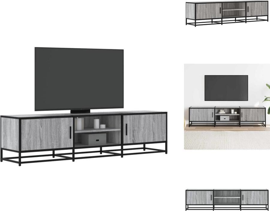 VidaXL Tv-meubel Tv-meubelen Tv Kast Opbergkast Tv-meubel 160x35x41 cm bewerkt hout metaal grijs sonoma eiken