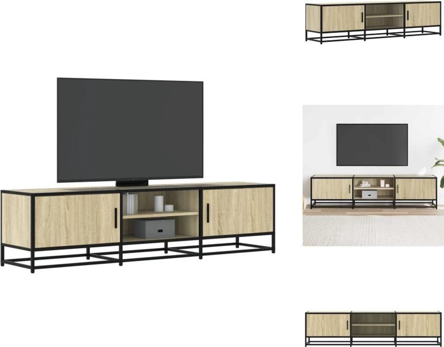 VidaXL Tv-meubel Tv-meubelen Tv Kast Opbergkast Tv-meubel 160x35x41 cm bewerkt hout metaal sonoma eikenkleurig