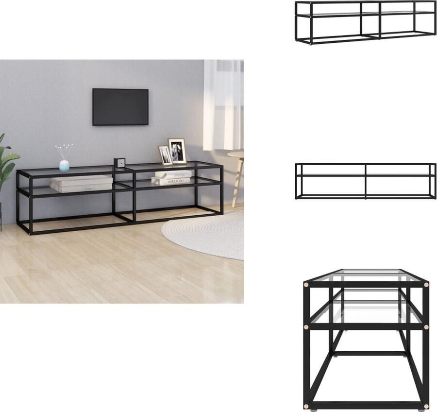 VidaXL Tv-meubel Tv-meubelen Tv Kast Opbergkast Tv-meubel 160x40x40 5 cm gehard glas transparant