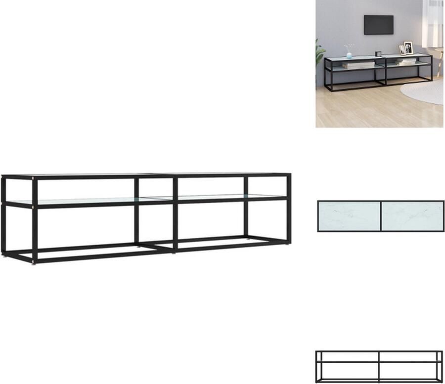 VidaXL Tv-meubel Tv-meubelen Tv Kast Opbergkast Tv-meubel 160x40x40 5 cm gehard glas witmarmerkleurig