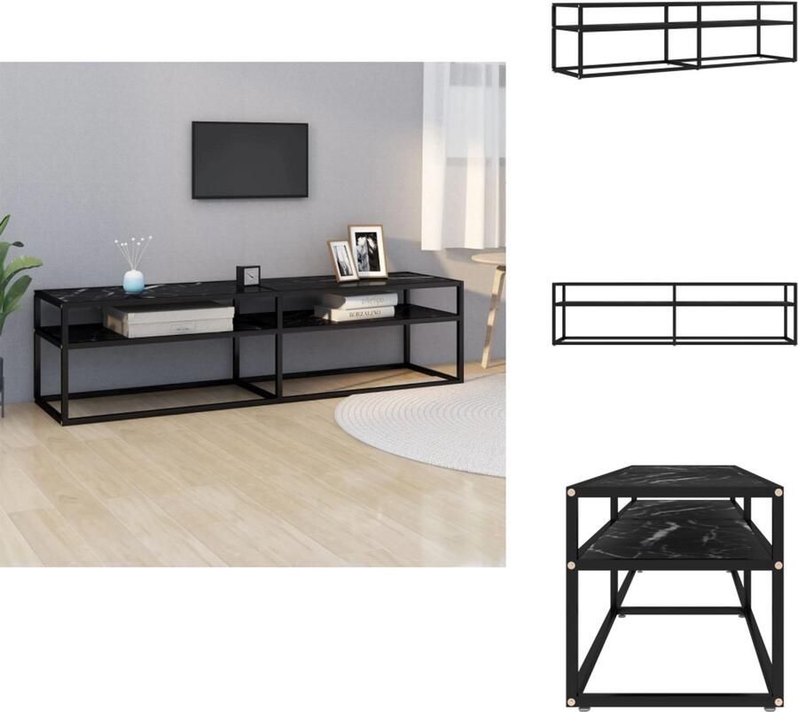 VidaXL Tv-meubel Tv-meubelen Tv Kast Opbergkast Tv-meubel 160x40x40 5 cm gehard glas zwartmarmerkleurig