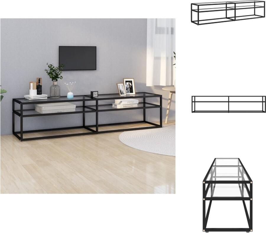 VidaXL Tv-meubel Tv-meubelen Tv Kast Opbergkast Tv-meubel 180x40x40 5 cm gehard glas transparant