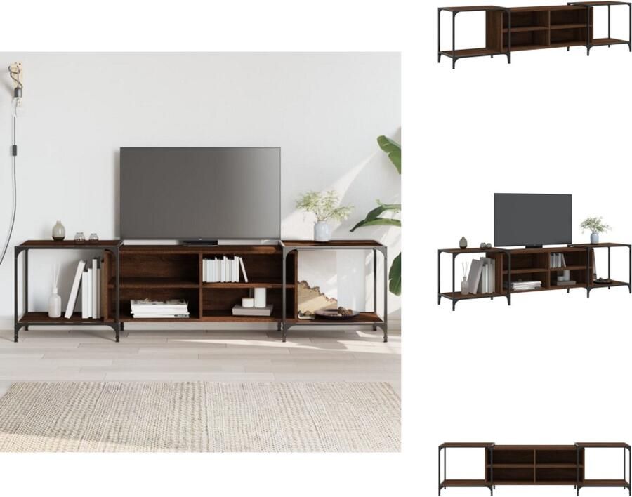 VidaXL Tv-meubel Tv-meubelen Tv Kast Opbergkast Tv-meubel 203x37x50 cm bewerkt hout bruin eikenkleur