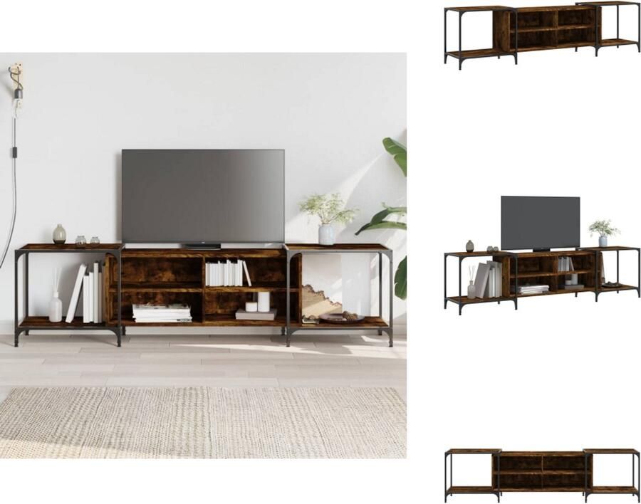 VidaXL Tv-meubel Tv-meubelen Tv Kast Opbergkast Tv-meubel 203x37x50 cm bewerkt hout gerookt eikenkleurig