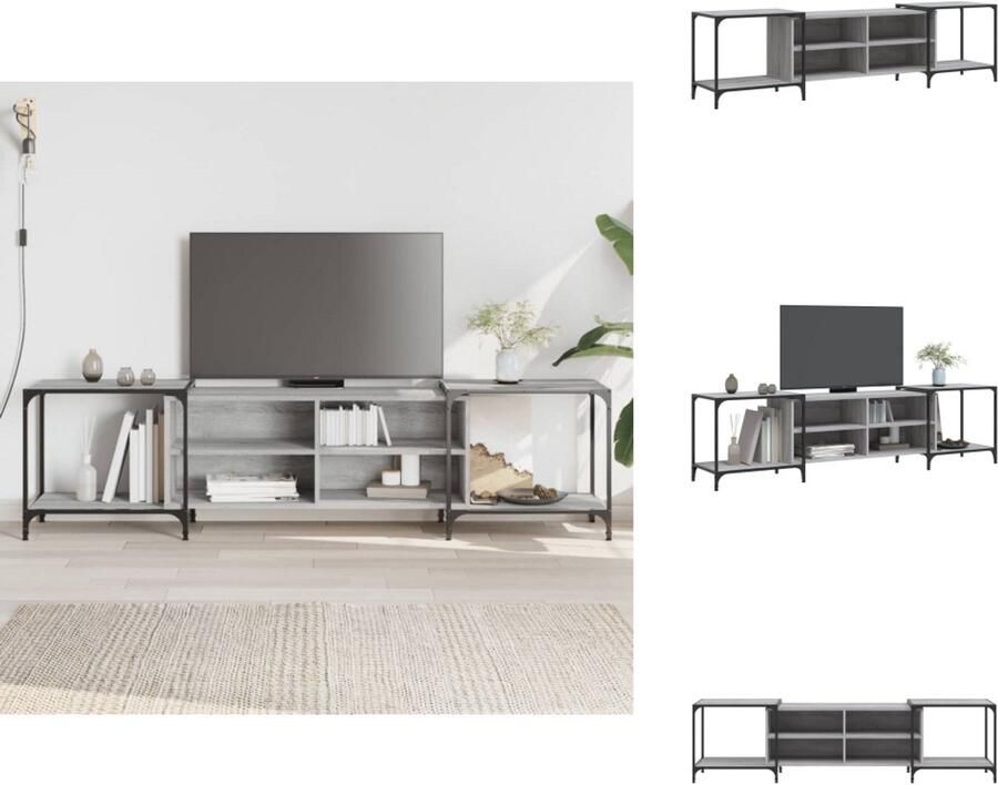 VidaXL Tv-meubel Tv-meubelen Tv Kast Opbergkast Tv-meubel 203x37x50 cm bewerkt hout grijs sonoma eikenkleurig