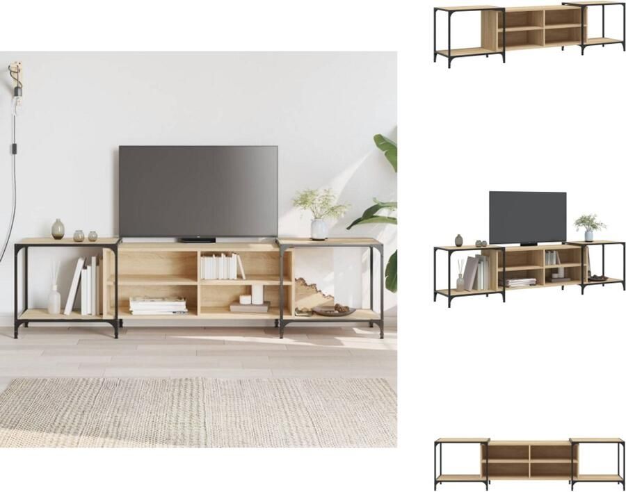 VidaXL Tv-meubel Tv-meubelen Tv Kast Opbergkast Tv-meubel 203x37x50 cm bewerkt hout sonoma eikenkleurig
