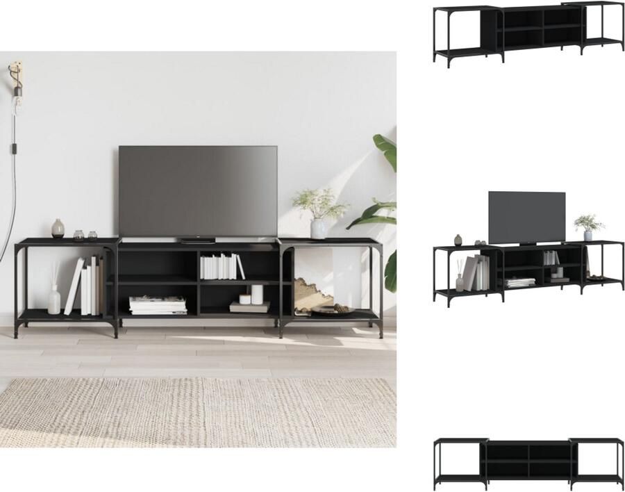 VidaXL Tv-meubel Tv-meubelen Tv Kast Opbergkast Tv-meubel 203x37x50 cm bewerkt hout zwart