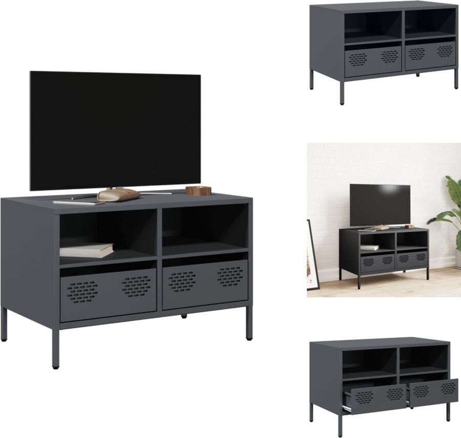 VidaXL Tv-meubel Tv-meubelen Tv Kast Opbergkast Tv-meubel 68x39x43 5 cm koudgewalst staal antracietkleurig
