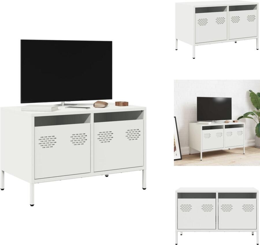 VidaXL Tv-meubel Tv-meubelen Tv Kast Opbergkast Tv-meubel 68x39x43 5 cm koudgewalst staal wit