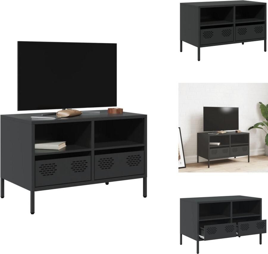 VidaXL Tv-meubel Tv-meubelen Tv Kast Opbergkast Tv-meubel 68x39x43 5 cm koudgewalst staal zwart