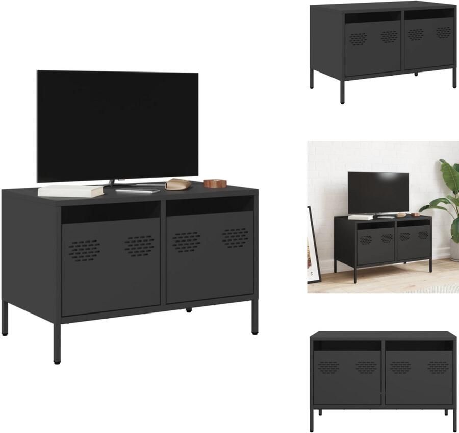 VidaXL Tv-meubel Tv-meubelen Tv Kast Opbergkast Tv-meubel 68x39x43 5 cm koudgewalst staal zwart