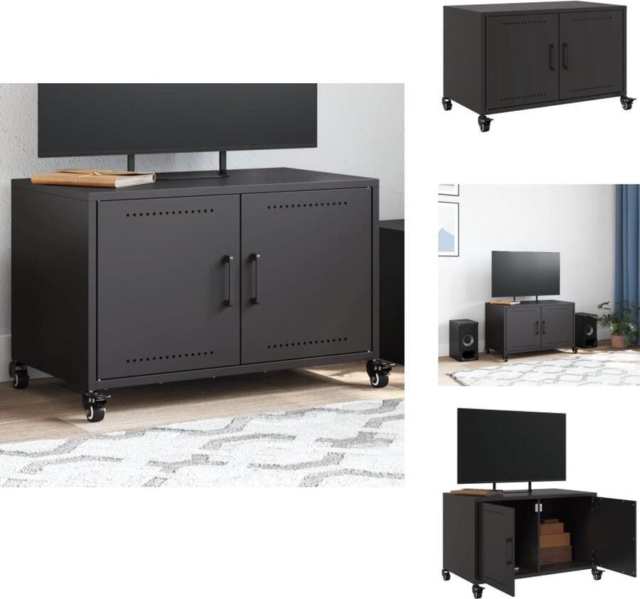 VidaXL Tv-meubel Tv-meubelen Tv Kast Opbergkast Tv-meubel 68x39x43 5 cm staal zwart