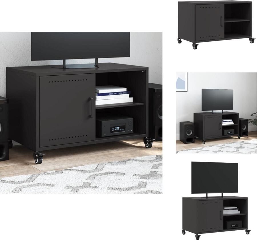 VidaXL Tv-meubel Tv-meubelen Tv Kast Opbergkast Tv-meubel 68x39x43 5 cm staal zwart