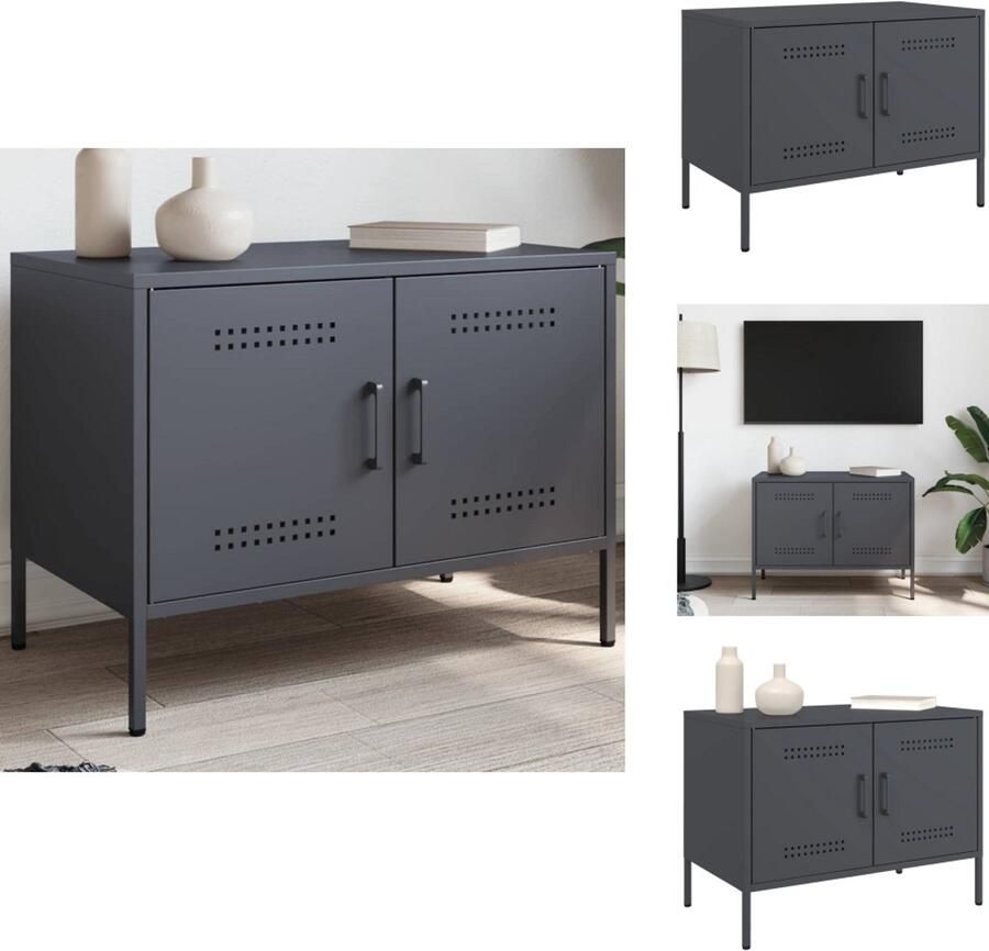 VidaXL Tv-meubel 68x39x50 5 cm staal antracietkleurig - Foto 2