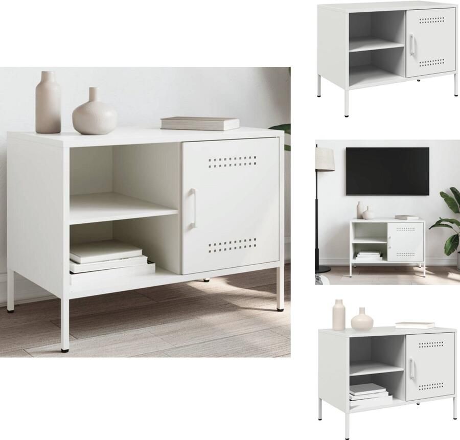 VidaXL Tv-meubel Tv-meubelen Tv Kast Opbergkast Tv-meubel 68x39x50 5 cm staal wit