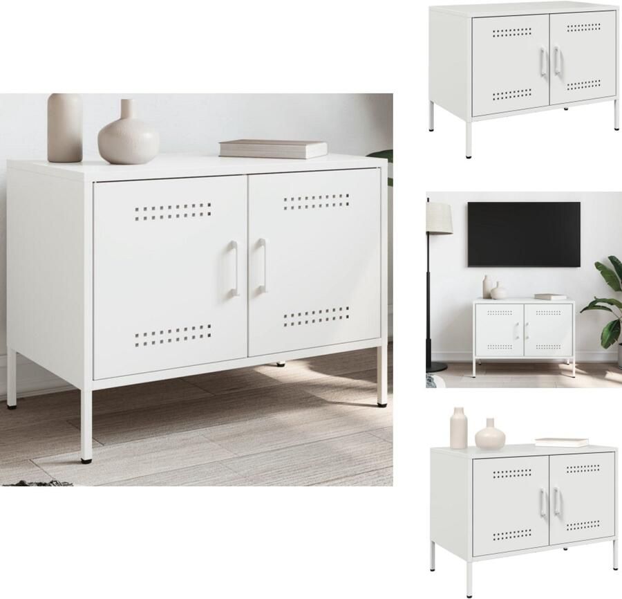 VidaXL Tv-meubel Tv-meubelen Tv Kast Opbergkast Tv-meubel 68x39x50 5 cm staal wit