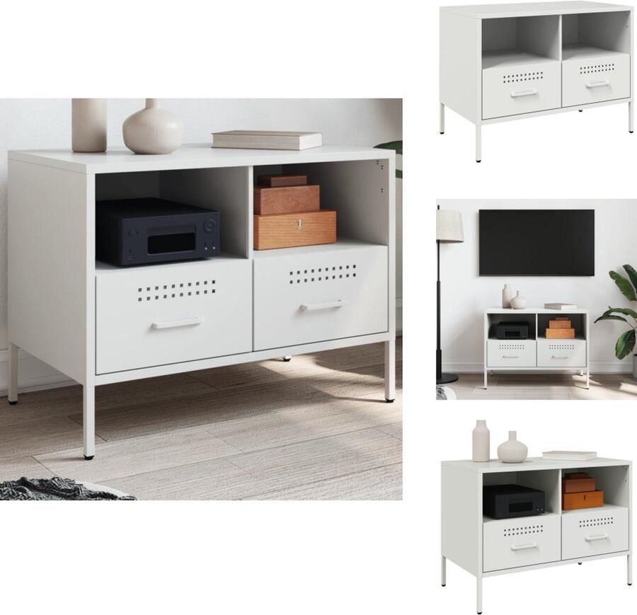 VidaXL Tv-meubel Tv-meubelen Tv Kast Opbergkast Tv-meubel 68x39x50 5 cm staal wit