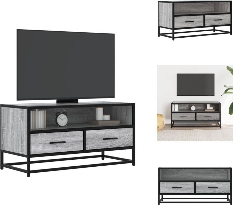 VidaXL Tv-meubel Tv-meubelen Tv Kast Opbergkast Tv-meubel 80x34 5x40 cm bewerkt hout metaal grijs sonoma eiken - Foto 2