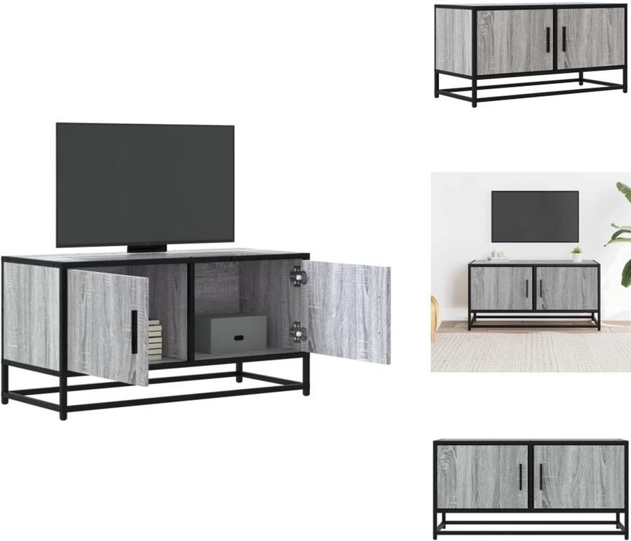 VidaXL Tv-meubel Tv-meubelen Tv Kast Opbergkast Tv-meubel 80x34 5x40 cm bewerkt hout metaal grijs sonoma eiken