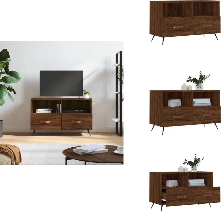 VidaXL Tv-meubel Tv-meubelen Tv Kast Opbergkast Tv-meubel 80x36x50 cm bewerkt hout bruineikenkleurig