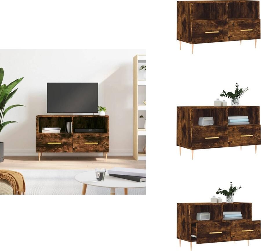 VidaXL Tv-meubel Tv-meubelen Tv Kast Opbergkast Tv-meubel 80x36x50 cm bewerkt hout gerookt eikenkleurig