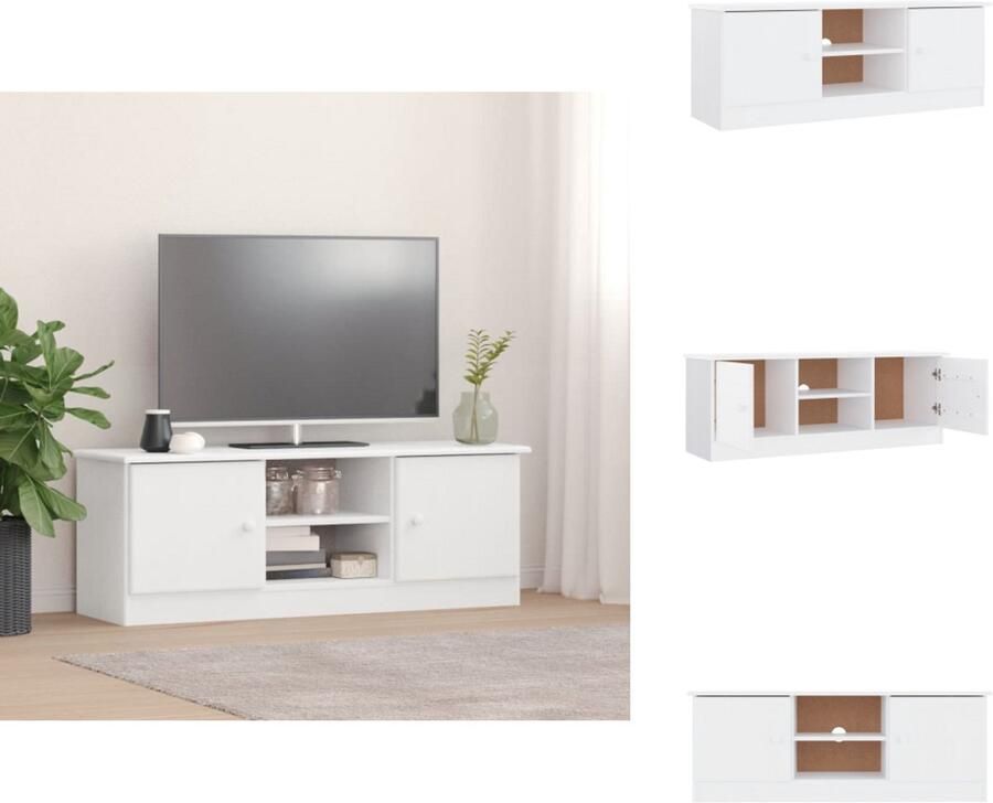 VidaXL Tv-meubel Tv-meubelen Tv Kast Opbergkast TV-meubel ALTA 112x35x41 cm massief grenenhout wit