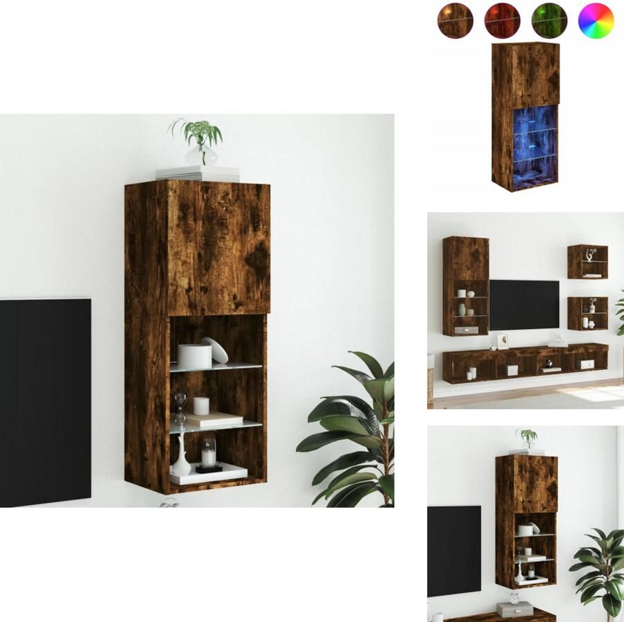 VidaXL Tv-meubel Tv-meubelen Tv Kast Opbergkast Tv-meubel LED-verlichting 40 5x30x102 cm gerookt eikenkleurig