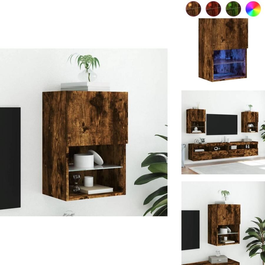 VidaXL Tv-meubel Tv-meubelen Tv Kast Opbergkast Tv-meubel LED-verlichting 40 5x30x60 cm gerookt eikenkleurig
