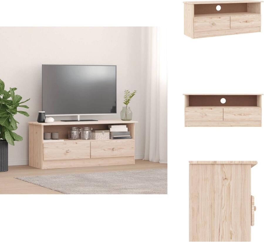VidaXL Tv-meubel Tv-meubelen Tv Kast Opbergkast TV-meubel met lades ALTA 100x35x41 cm massief grenenhout
