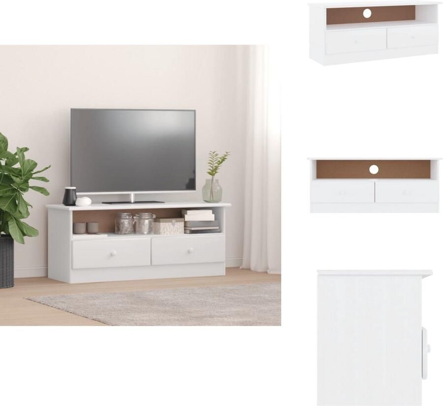 VidaXL Tv-meubel Tv-meubelen Tv Kast Opbergkast TV-meubel met lades ALTA 100x35x41 cm massief grenenhout wit