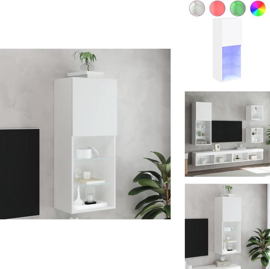 VidaXL Tv-meubel Tv-meubelen Tv Kast Opbergkast Tv-meubel met LED-verlichting 40 5x30x102 cm wit