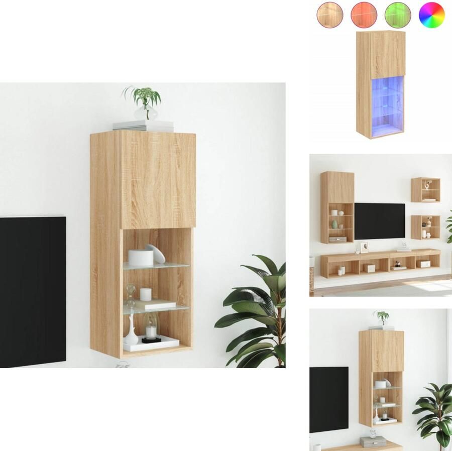 VidaXL Tv-meubel Tv-meubelen Tv Kast Opbergkast Tv-meubel met LED-verlichting 40 5x30x102 cm sonoma eikenkleur