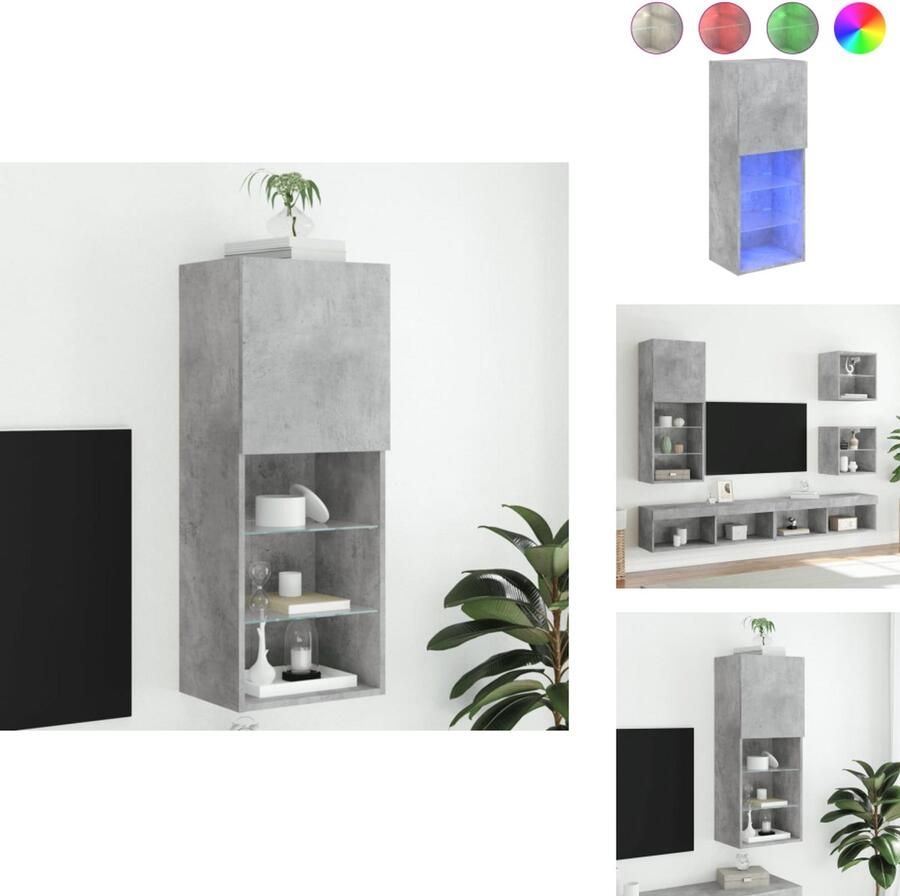 VidaXL Tv-meubel Tv-meubelen Tv Kast Opbergkast Tv-meubel met LED-verlichting 40 5x30x102 cm betongrijs