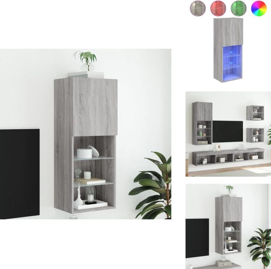 VidaXL Tv-meubel Tv-meubelen Tv Kast Opbergkast Tv-meubel met LED-verlichting 40 5x30x102 cm grijs sonoma eiken