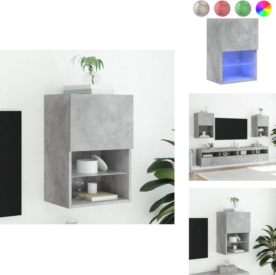 VidaXL Tv-meubel Tv-meubelen Tv Kast Opbergkast Tv-meubel met LED-verlichting 40 5x30x60 cm betongrijs
