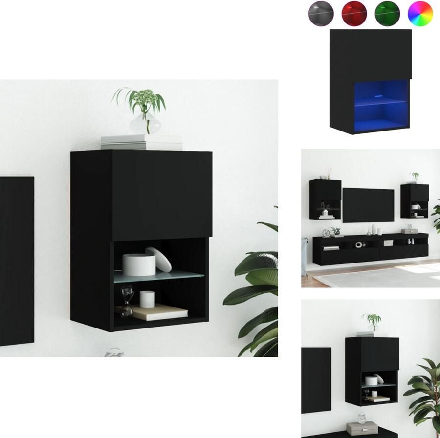 VidaXL Tv-meubel Tv-meubelen Tv Kast Opbergkast Tv-meubel met LED-verlichting 40 5x30x60 cm zwart