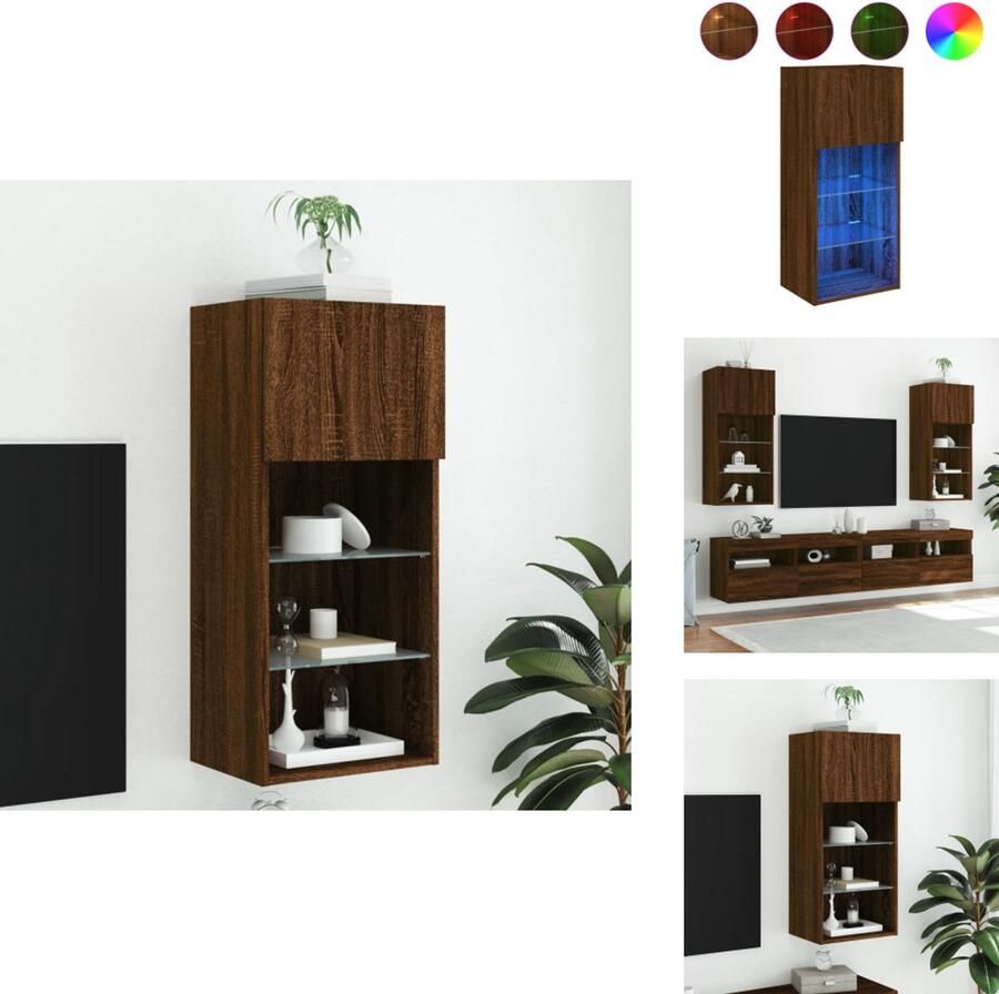 VidaXL -Tv-meubel-met-LED-verlichting-40 5x30x90-cm-bruineikenkleurig - Foto 4