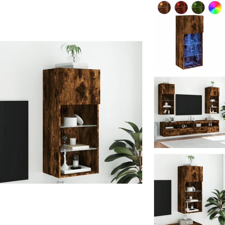 VidaXL Tv-meubel Tv-meubelen Tv Kast Opbergkast Tv-meubel met LED-verlichting 40 5x30x90 cm gerookt eikenkleur