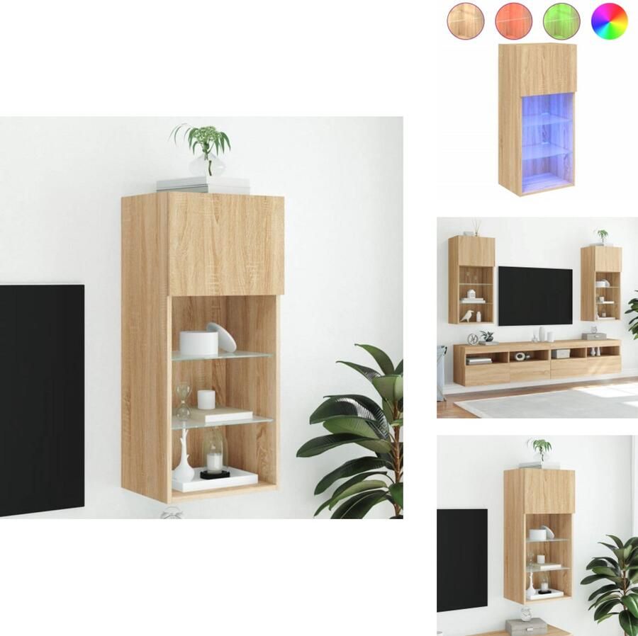 VidaXL Tv-meubel Tv-meubelen Tv Kast Opbergkast Tv-meubel met LED-verlichting 40 5x30x90 cm sonoma eikenkleurig