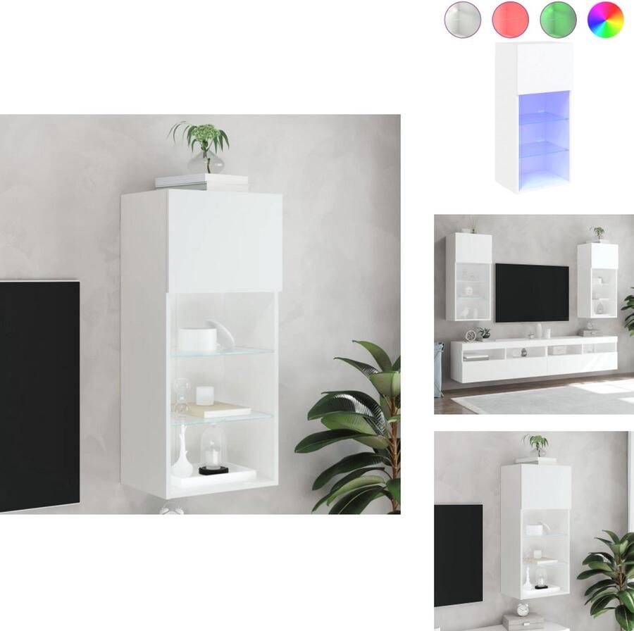 VidaXL Tv-meubel Tv-meubelen Tv Kast Opbergkast Tv-meubel met LED-verlichting 40 5x30x90 cm wit