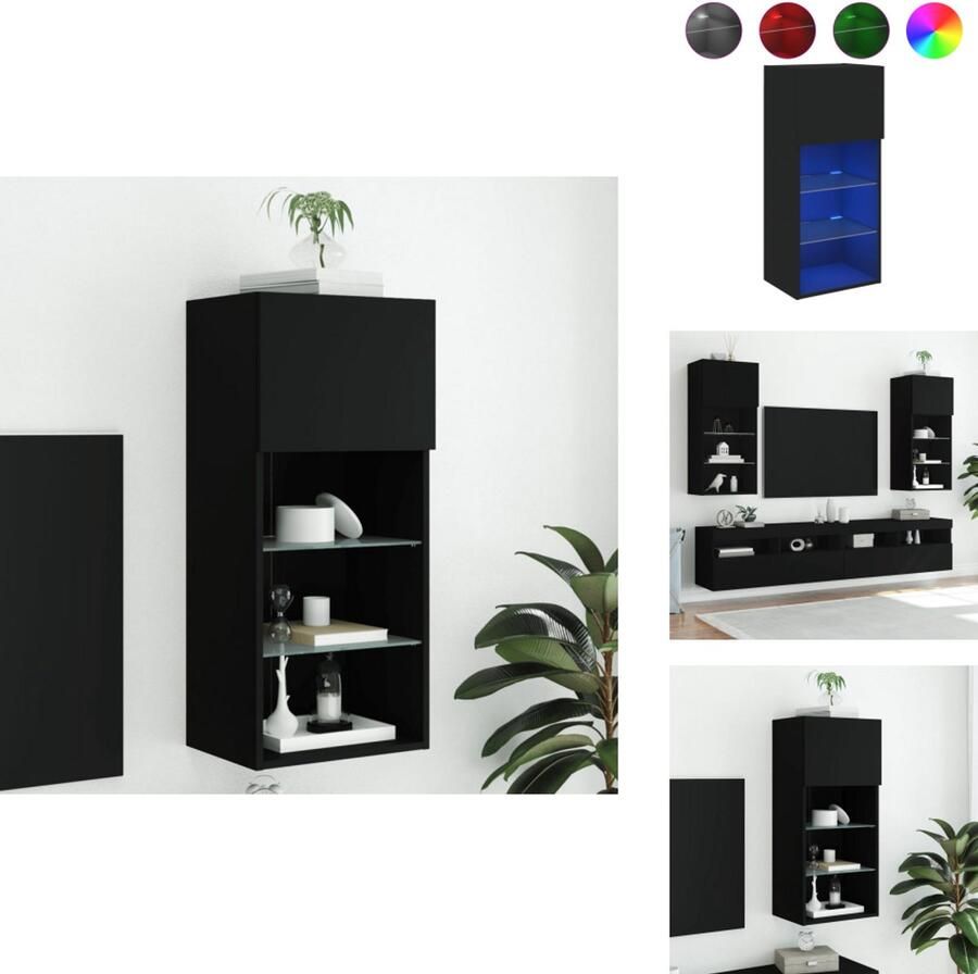 VidaXL Tv-meubel Tv-meubelen Tv Kast Opbergkast Tv-meubel met LED-verlichting 40 5x30x90 cm zwart