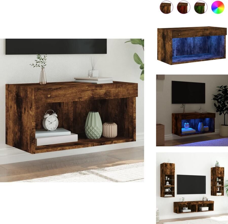 VidaXL Tv-meubel Tv-meubelen Tv Kast Opbergkast Tv-meubel met LED-verlichting 60x30x30 cm gerookt eikenkleurig