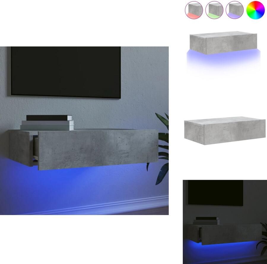 VidaXL Tv-meubel Tv-meubelen Tv Kast Opbergkast Tv-meubel met LED-verlichting 60x35x15 5 cm betongrijs