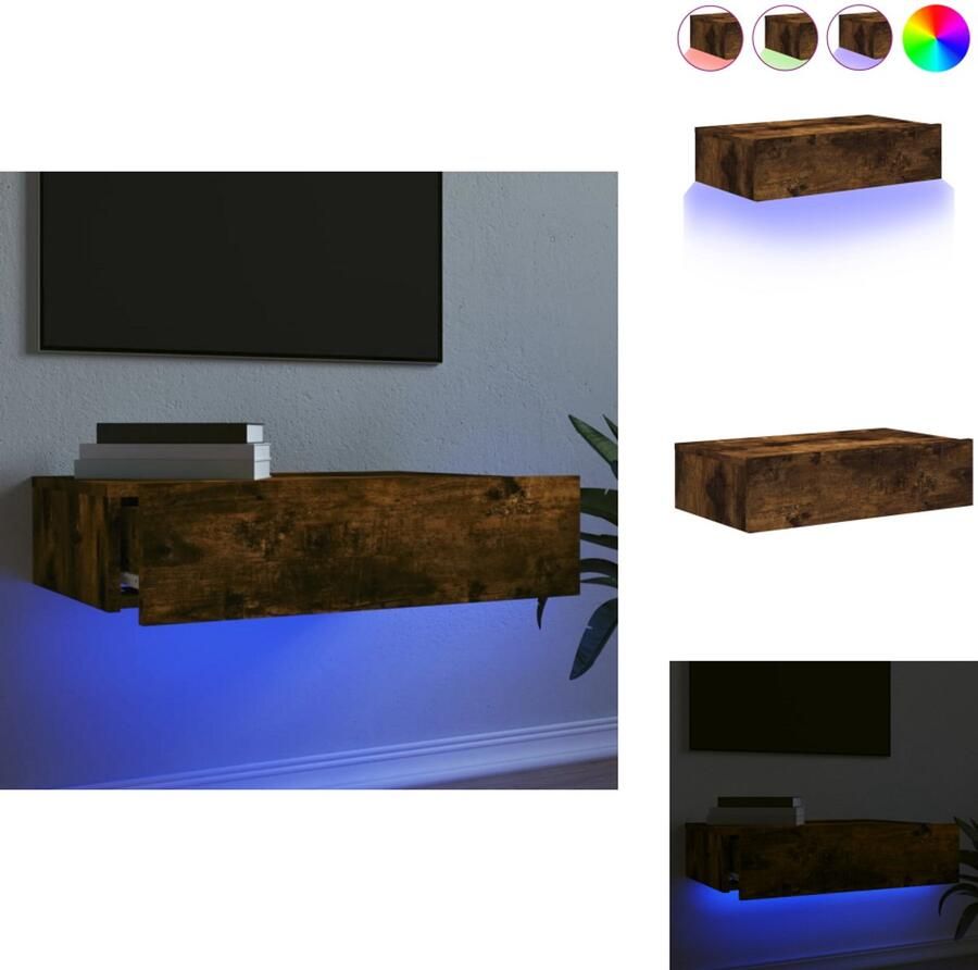 VidaXL Tv-meubel Tv-meubelen Tv Kast Opbergkast Tv-meubel met LED-verlichting 60x35x15 5 cm gerookt eikenkleur