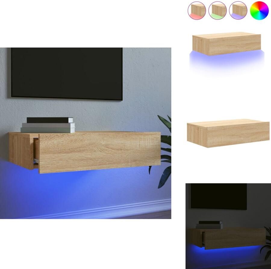 VidaXL Tv-meubel Tv-meubelen Tv Kast Opbergkast Tv-meubel met LED-verlichting 60x35x15 5 cm sonoma eikenkleurig